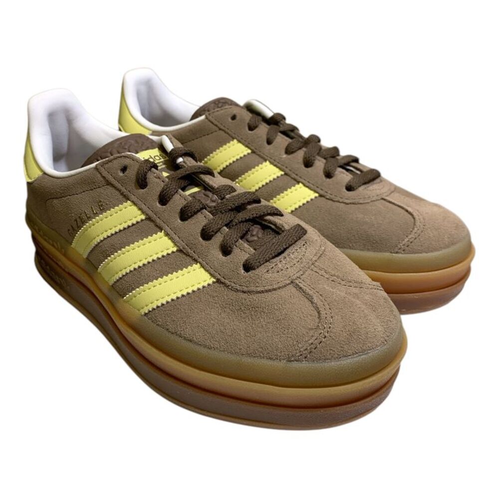 Earth Strata/Powder Yellow/Cloud White - Adidas Women's "Gazelle Bold" Triple-St